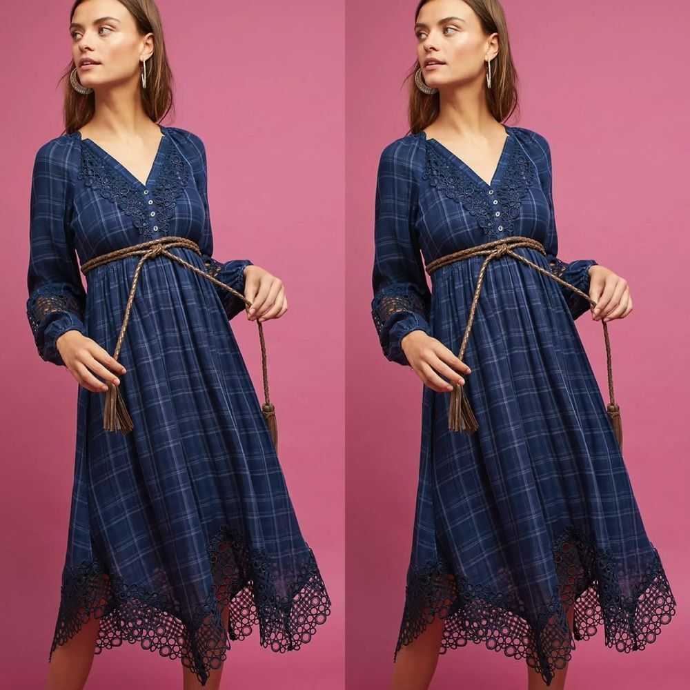 Anthropologie Codie Plaid Handkerchief Dress